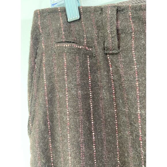 Eddie Bauer Recycled Wool Trousers Womens Sz 10 P Wide Leg Cuffed Pink Pinstripe - Picture 4 of 11